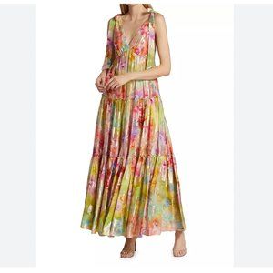 Marchesa Notte Tie-Strap Jacquard Dress (size 8)
